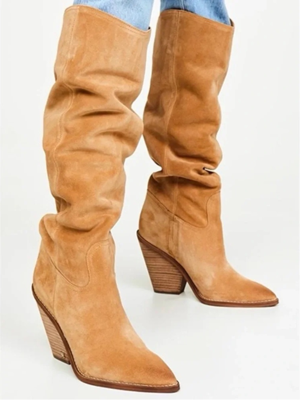 Sam Edelman Tall Suede Knee-High Boots in Tan
